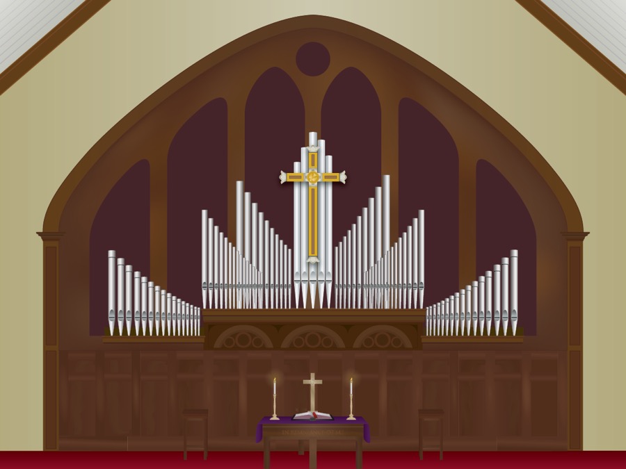 A small builder, Klug & Schumacher, expanded an older Pilcher for First United Methodist Church in Kissimmee, FL.